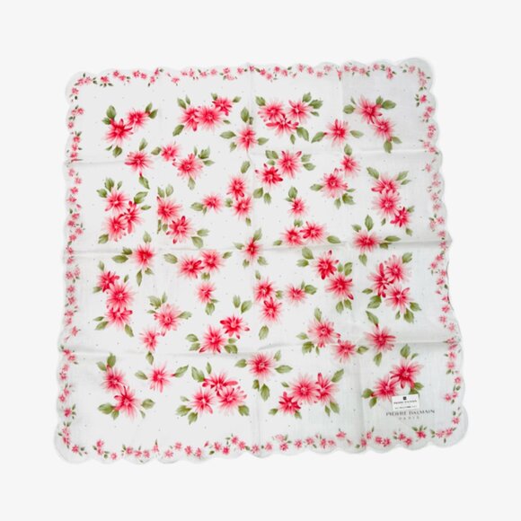 New In Box PIERRE CARDIN PARIS Mini Scarf/ handker Cotton Peach Pink Floral(78) - Picture 5 of 7